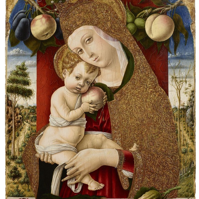 Carlo Crivelli, Madonna con il Bambino, 1482-1483, Bergamo, Accademia Carrara, cm 46x33,5 - Musei Macerata