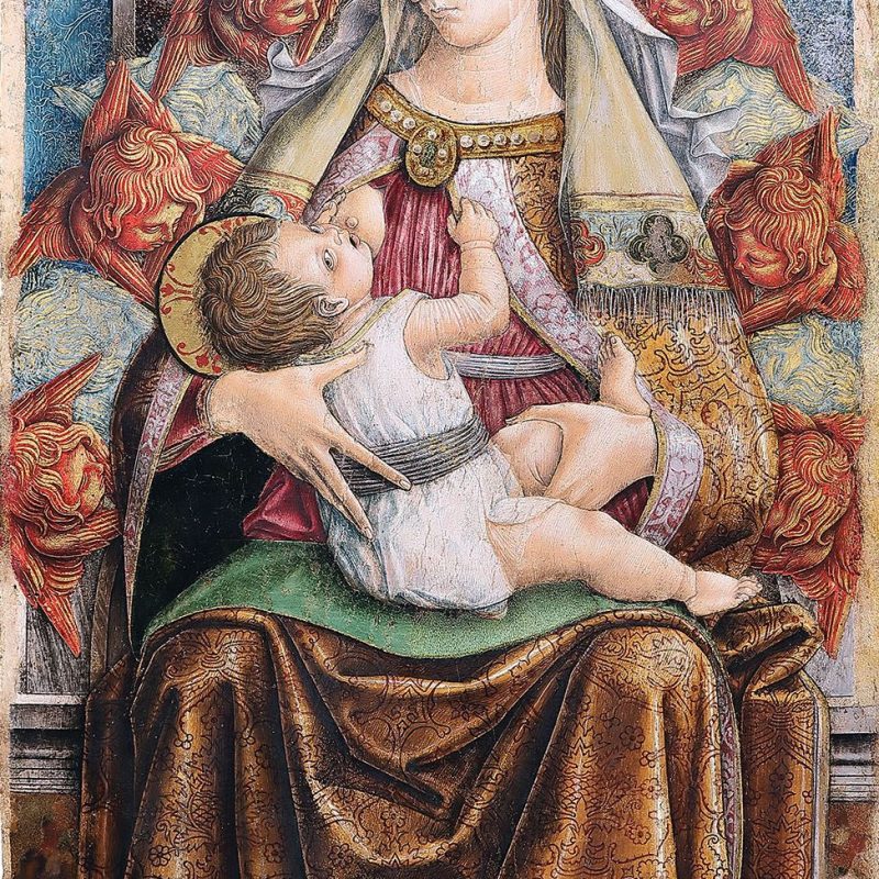 Carlo Crivelli, Madonna del latte, 1474-1476 circa, tempera su tavola, cm 127 x 84 Corridonia, Pinacoteca Parrocchiale