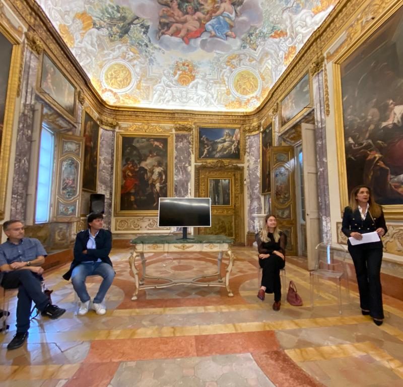 Particolare del restauro della Galleria dell'Eneide a Palazzo Buonaccorsi - Musei Macerata