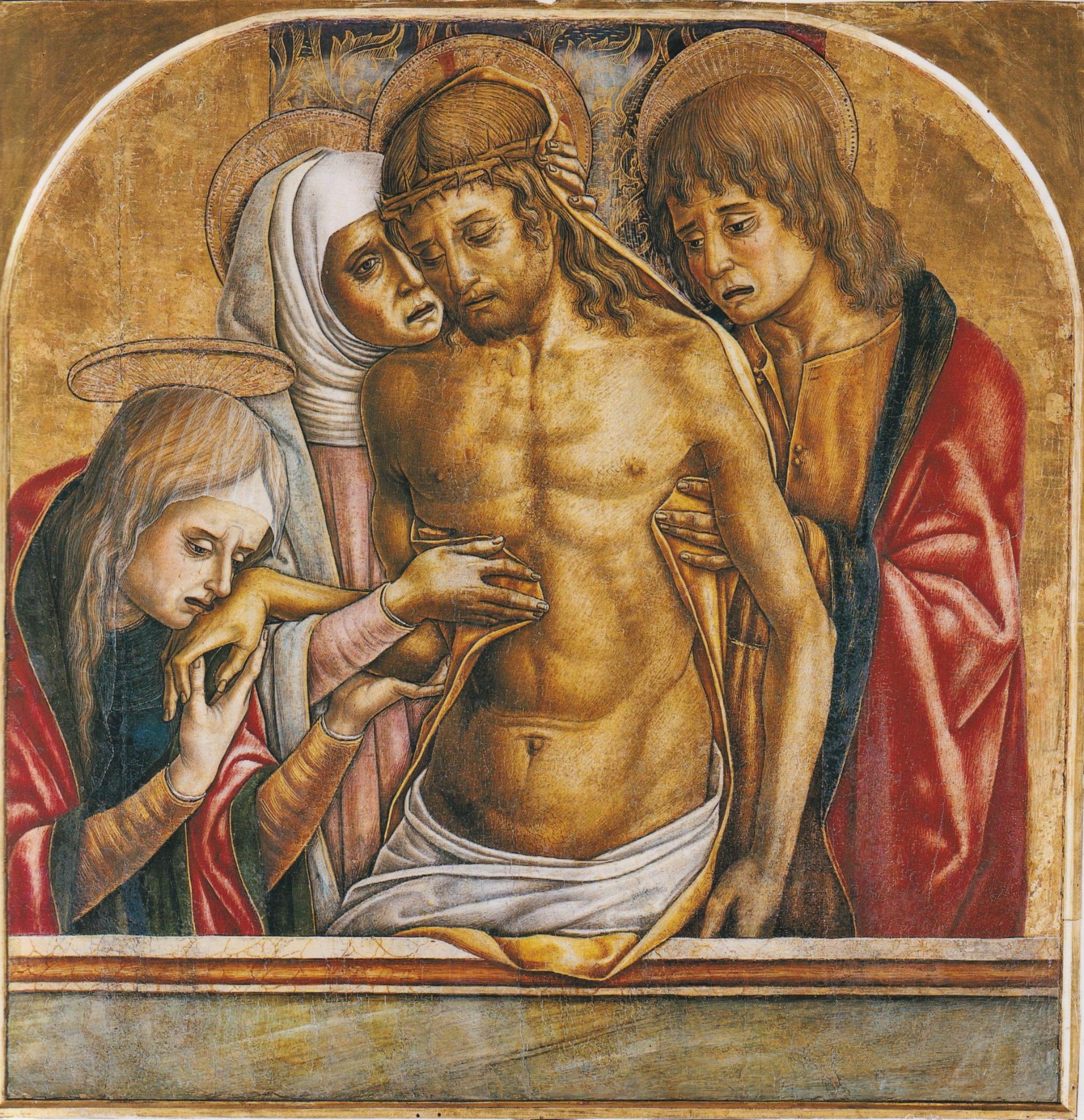 Vittore Crivelli, Pietà (Cristo morto fra la Vergine, san Giovanni evangelista e santa Maria Maddalena), 1491-1493 ca, Macerata, Museo di Palazzo Ricci - Musei Macerata