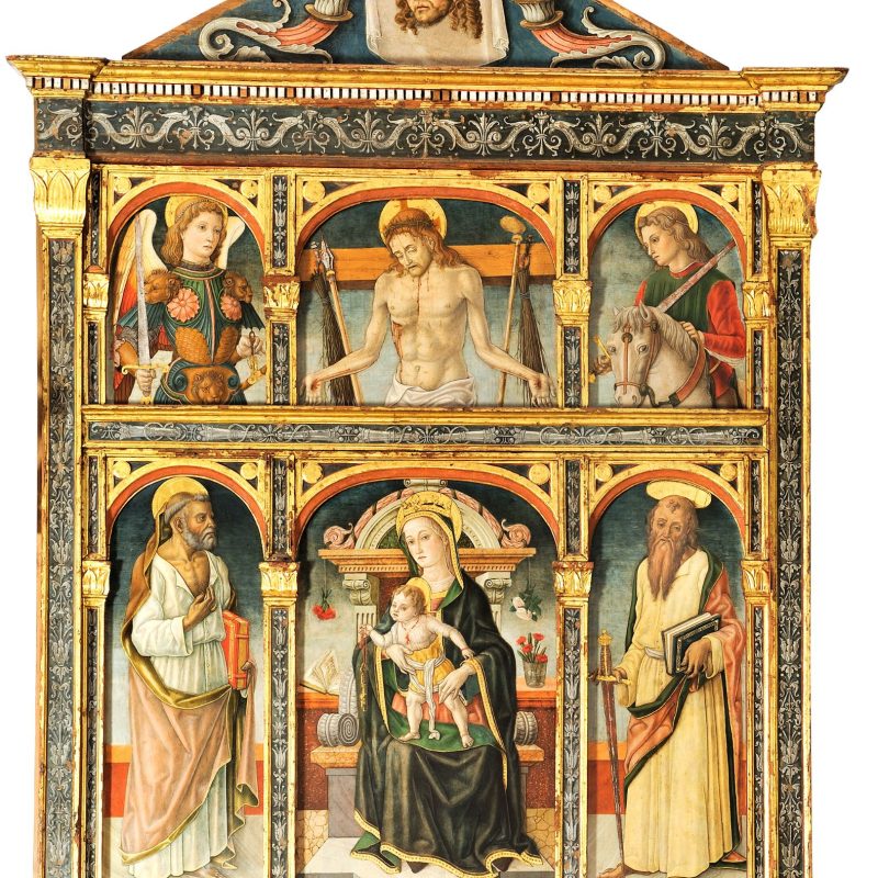 Vittore Crivelli, Trittico di Monte San Martino, 1489, Monte San Martino, chiesa di San Martino - Musei Macerata