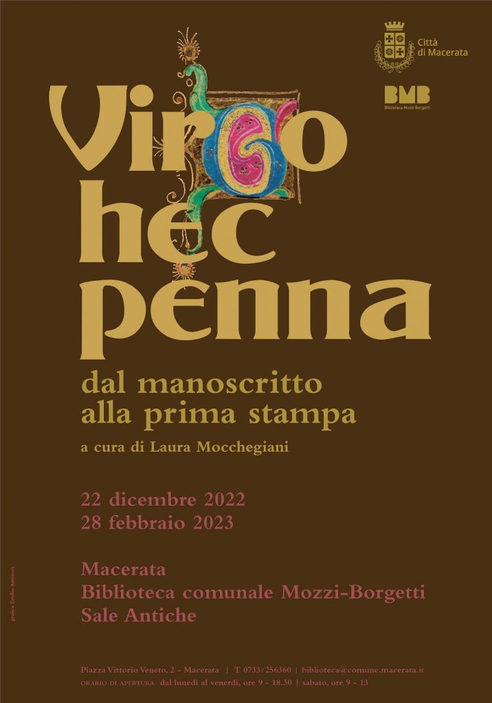 Locandina mostra virgo hec penna - Musei Macerata