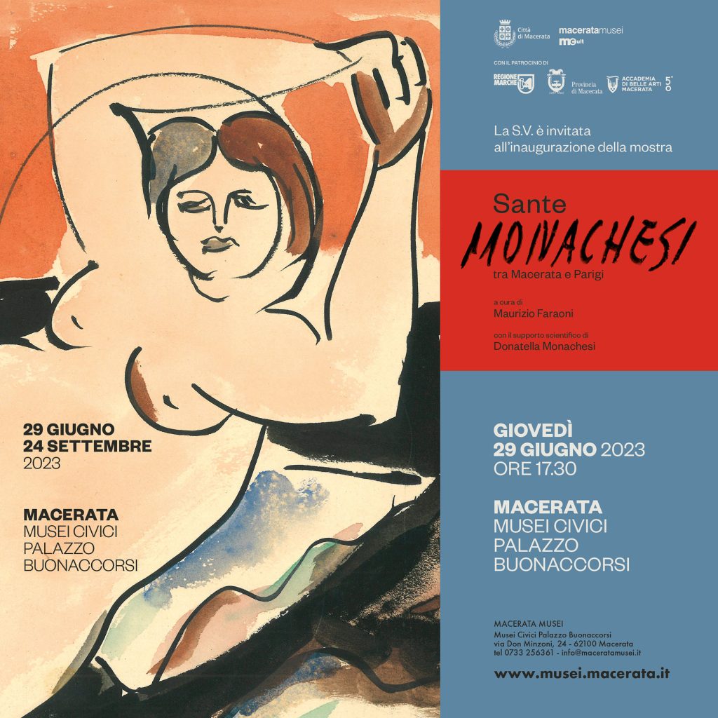Invito mostra Sante Monachesi a Palazzo Buonaccorsi - Musei Macerata