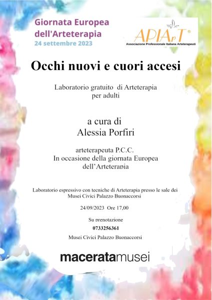 Locandina evento arte terapia - Musei Macerata