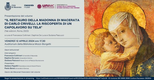Locandina Restauro Madonna con bambino Crivelli - Musei Macerata