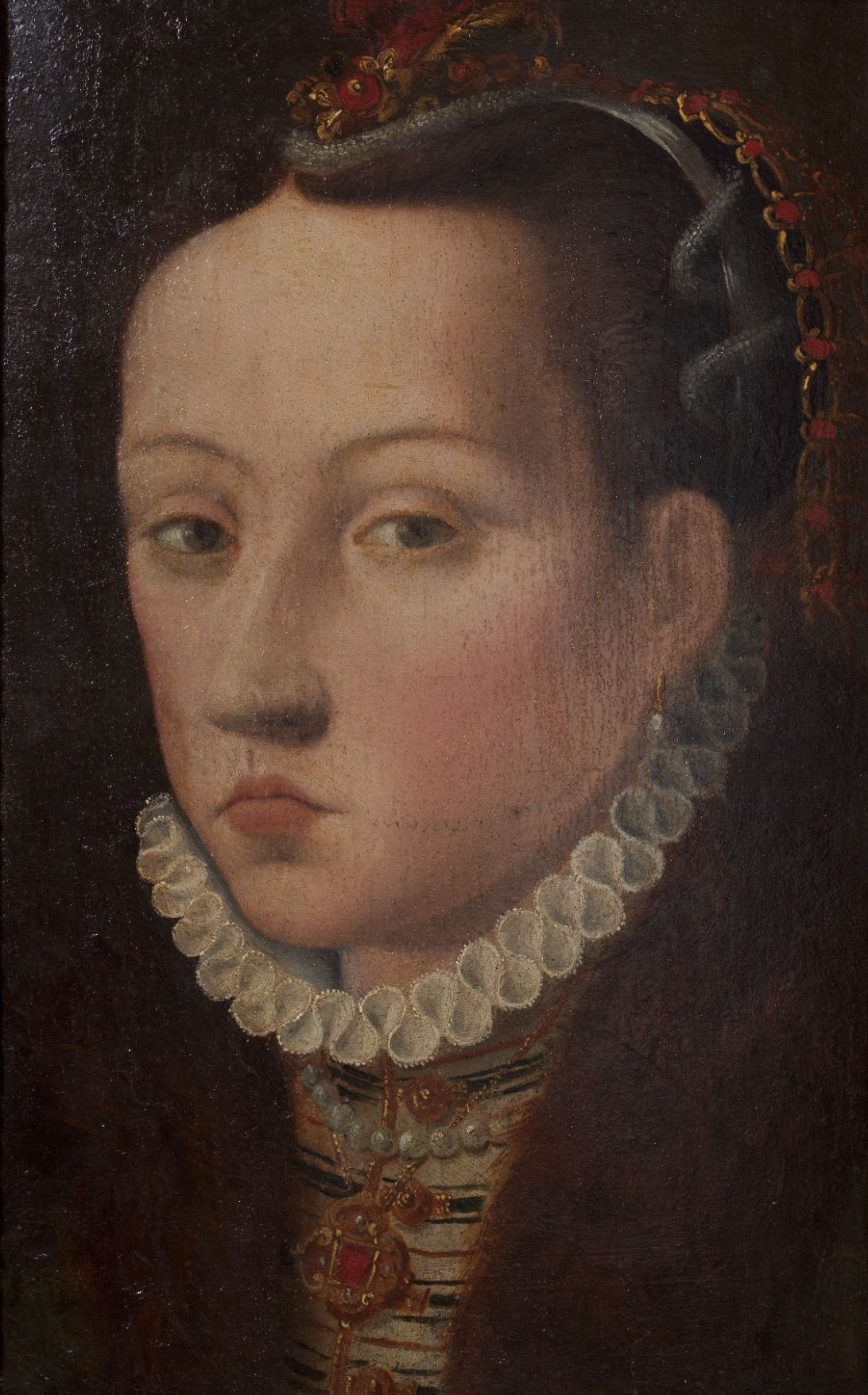 Fig. 1: Ritratto di donna, seconda metà sec. XVI, olio su tavola, proveniente da Collezioni Borgetti, Musei Civici Palazzo Buonaccorsi. - Musei Macerata