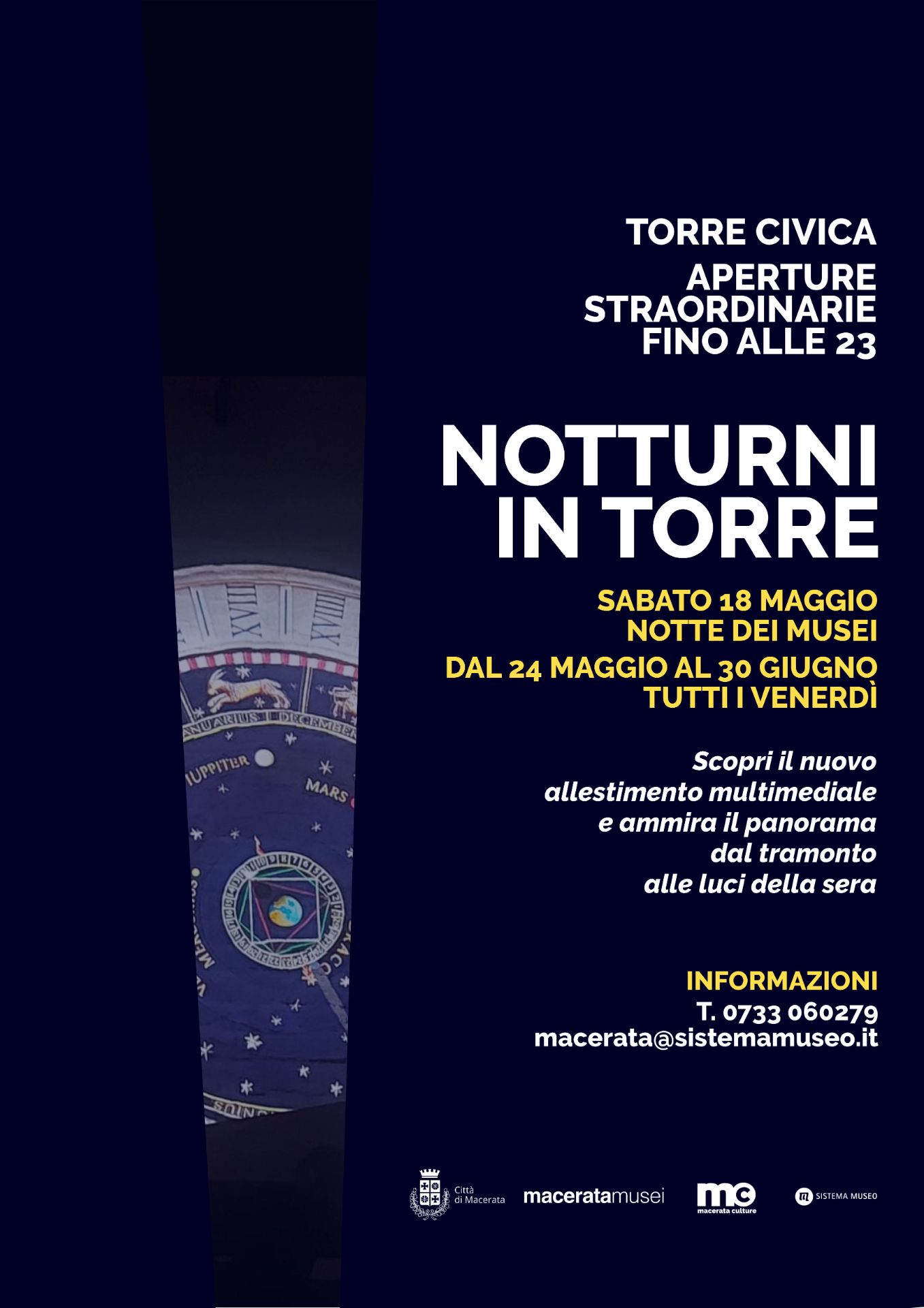 Locandina evento Notturni in Torre - Musei Macerata